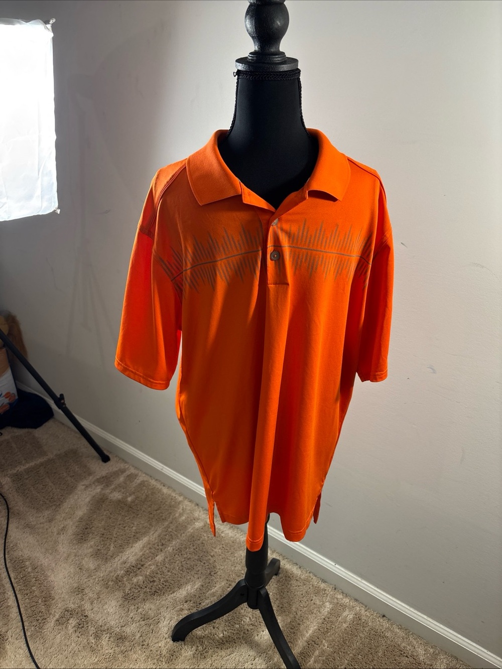 adidas Men's Orange Polo with Subtle Stripe Detail /463